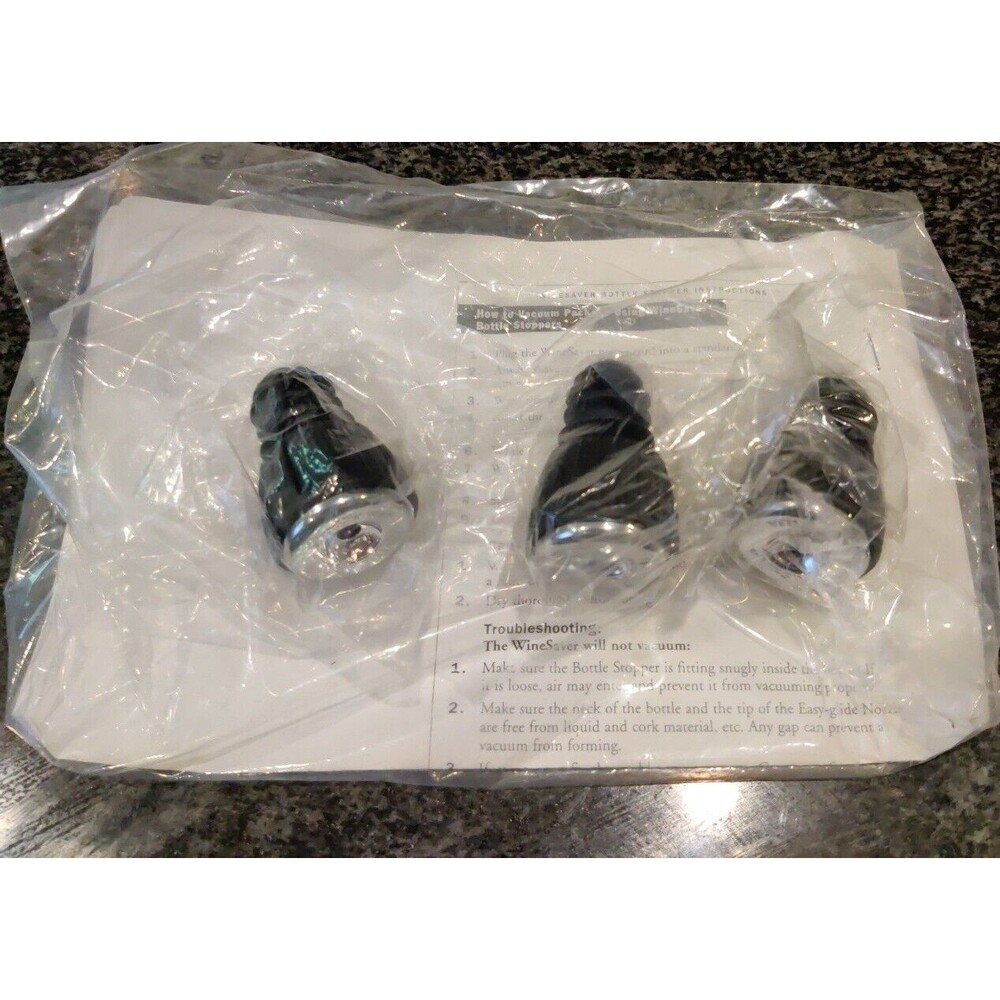 3 Black Food Saver Tilia Vacuum Sealer Wine Bottle Stopper Caps Replacement NEW